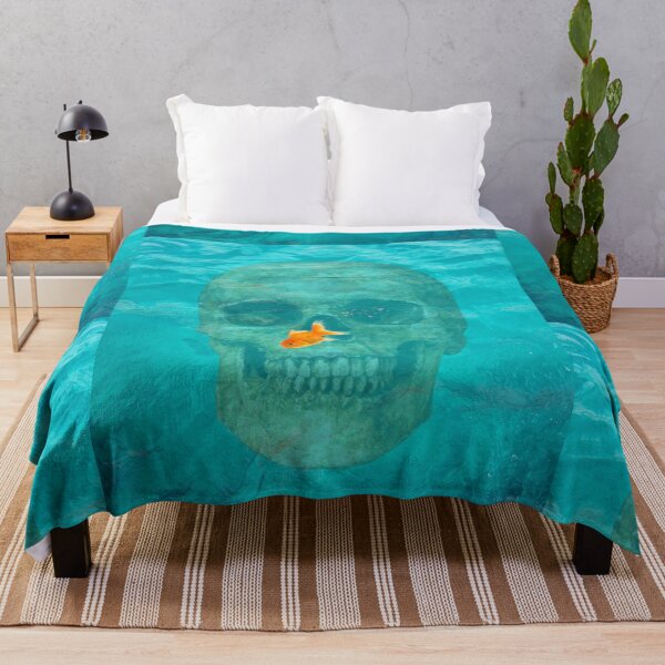 Item preview, Skull in Water with Fish (in black) - Halloween Funny | Halloween Costume | Happy Halloween |  Cute Spooky Halloween designed and sold by CosmicStory.