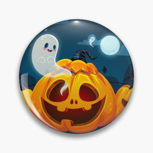Item preview, halloween scary evil pumpkin funny pumpkin head with ghosts and the moon designed and sold by BEAUTY ⭐⭐⭐⭐⭐.
