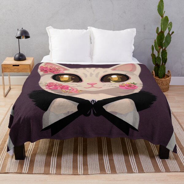 Item preview, Kitten Roses Art Print (White Stripes Wersion) designed and sold by SmirkingDesigns.