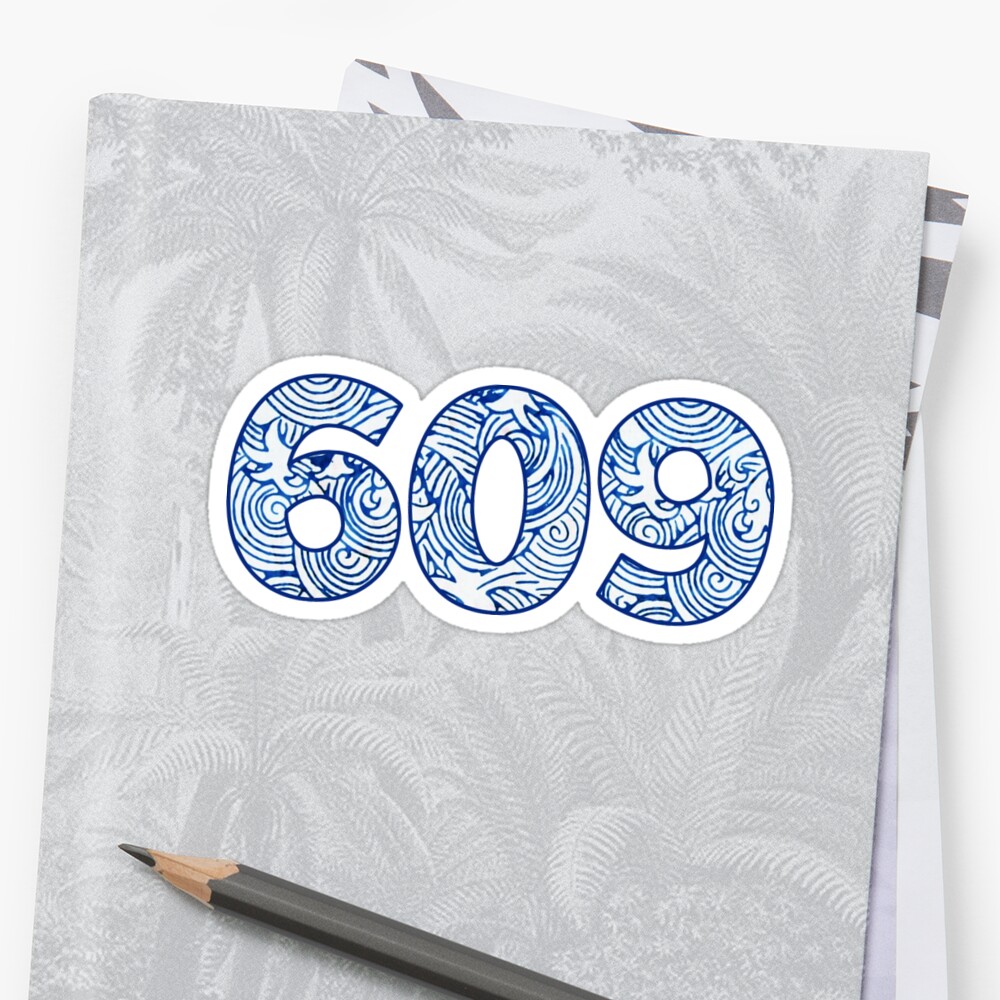 609-area-code-new-jersey-sticker-by-jamiemaher15-redbubble