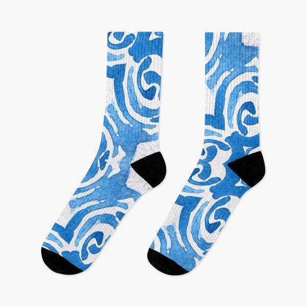Item preview, Abstract watercolour rococo pattern in beautiful blues, organic swirls and roses mandala style designed and sold by FrancesPoff.