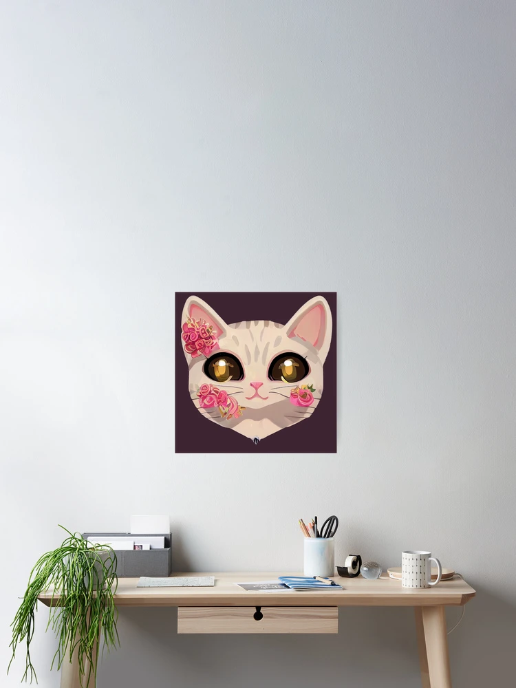 Thumbnail 2 of 3, Poster, Kitten Roses Sticker designed and sold by SmirkingDesigns.