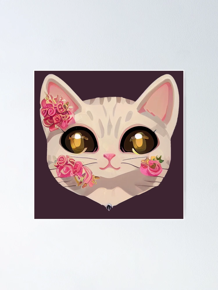 Thumbnail 1 of 3, Poster, Kitten Roses Sticker designed and sold by SmirkingDesigns.