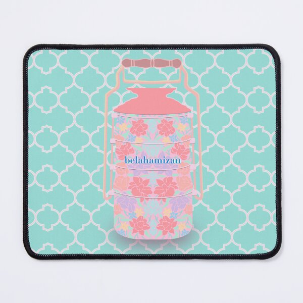 Item preview, Malaysian Floral Batik Tiffin (Pastel Red and Cyan) designed and sold by Isabela Ahmad Hamizan.