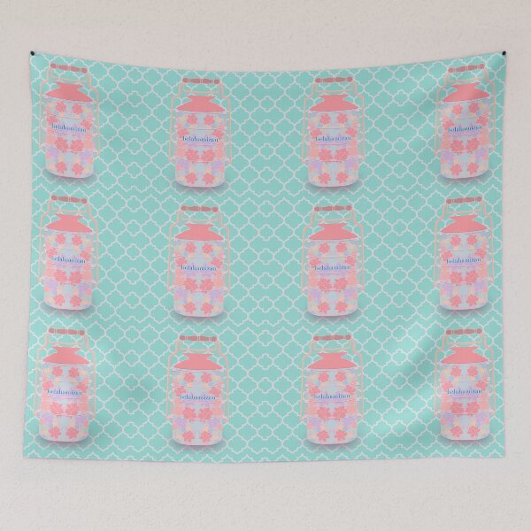 Item preview, Malaysian Floral Batik Tiffin (Pastel Red and Cyan) designed and sold by Isabela Ahmad Hamizan.