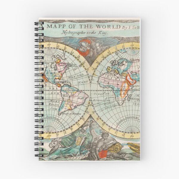 Item preview, Vintage Map of the World (1682) by John Playford designed and sold by MurellosArt.