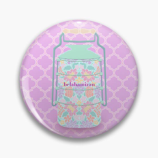 Item preview, Malaysian Floral Batik Tiffin (Seafoam Green and Lilac) designed and sold by Isabela Ahmad Hamizan.