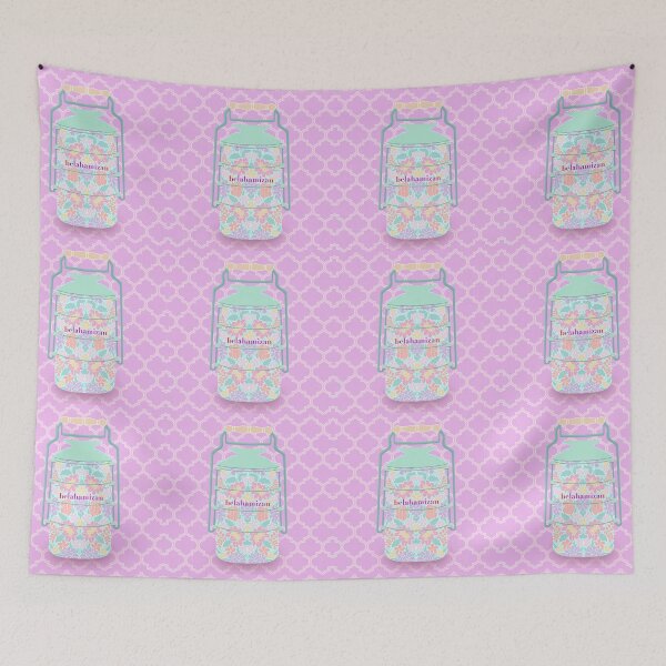 Item preview, Malaysian Floral Batik Tiffin (Seafoam Green and Lilac) designed and sold by Isabela Ahmad Hamizan.