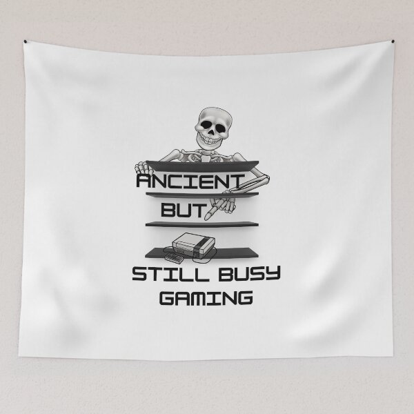 Item preview, Ancient but still busy gaming skeleton artwork designed and sold by RockBeeDesigns.
