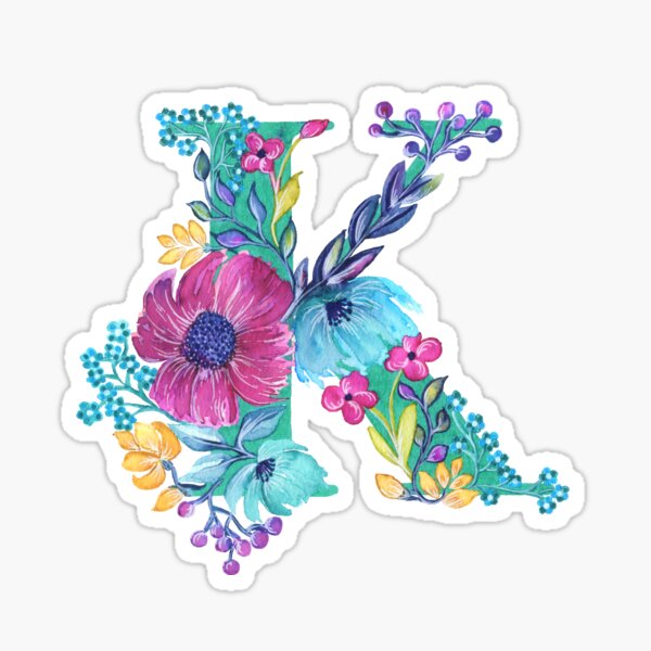 Floral Monogram K Sticker
