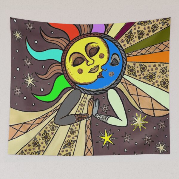 Item preview, moon and sun namaste designed and sold by merry marley.