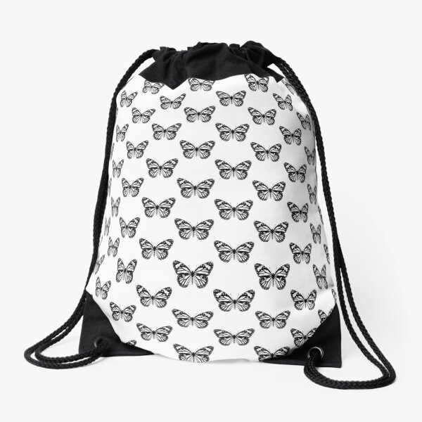 Monarch Butterfly Pattern | Monarch Butterfly | Vintage Butterflies | Butterfly Patterns | Black and White | Drawstring Bag