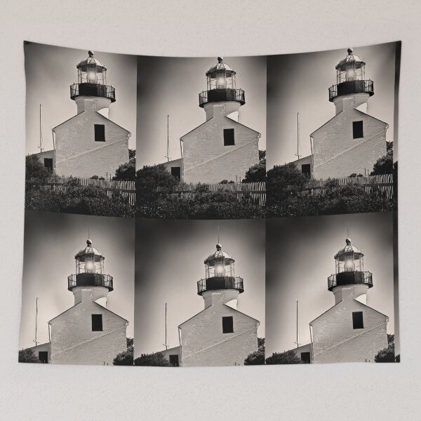 Item preview, Cabrillo Light House Black and White designed and sold by HeavenOnEarth.