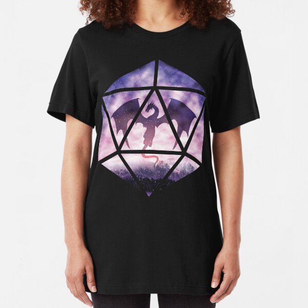 Purple Sky Dragon D20 Slim Fit T-Shirt