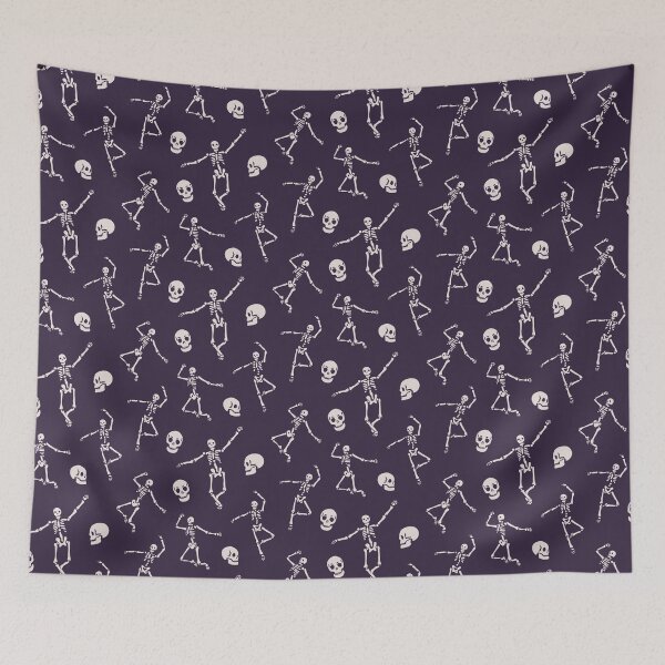 Item preview, Spooky dancing skeletons skulls halloween on dark background designed and sold by RevolutionizZed.