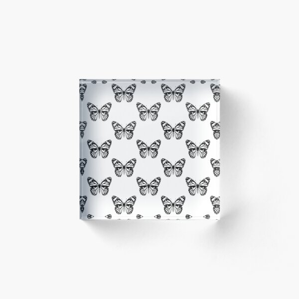 Monarch Butterfly Pattern | Monarch Butterfly | Vintage Butterflies | Butterfly Patterns | Black and White | Acrylic Block