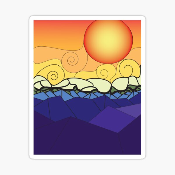 Stained Glass Sunset Sticker
