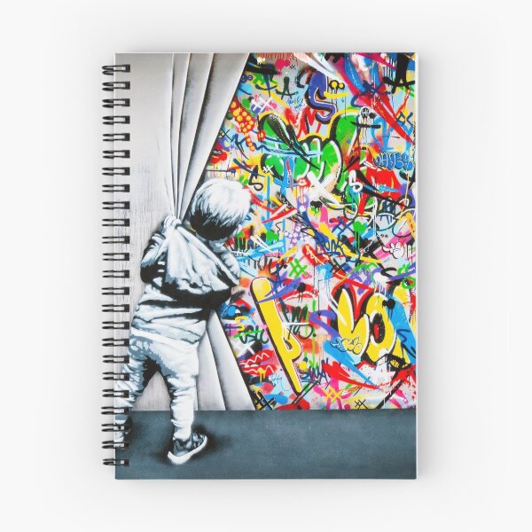 Item preview, Behind The Curtain Boy - Colorful Graffiti Pop Art - Banksy Street Art Mural designed and sold by Teecha.