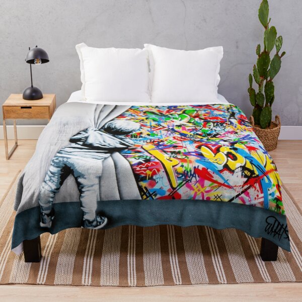 Item preview, Behind The Curtain Boy - Colorful Graffiti Pop Art - Banksy Street Art Mural designed and sold by Teecha.