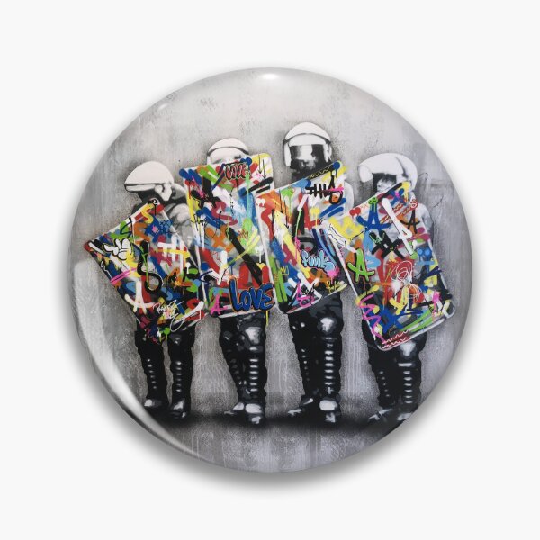 Item preview, Cops With Riot Police Shields Covered With Colorful Spray-Painted Graffiti Scribbles designed and sold by Teecha.
