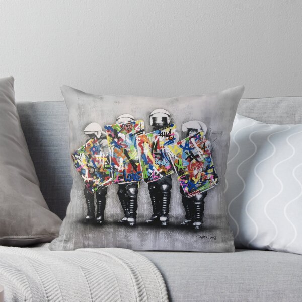 Item preview, Cops With Riot Police Shields Covered With Colorful Spray-Painted Graffiti Scribbles designed and sold by Teecha.