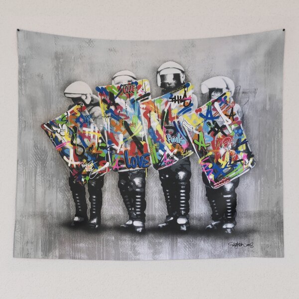 Item preview, Cops With Riot Police Shields Covered With Colorful Spray-Painted Graffiti Scribbles designed and sold by Teecha.