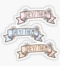They/Them Pronoun Banner Sticker Set Sticker