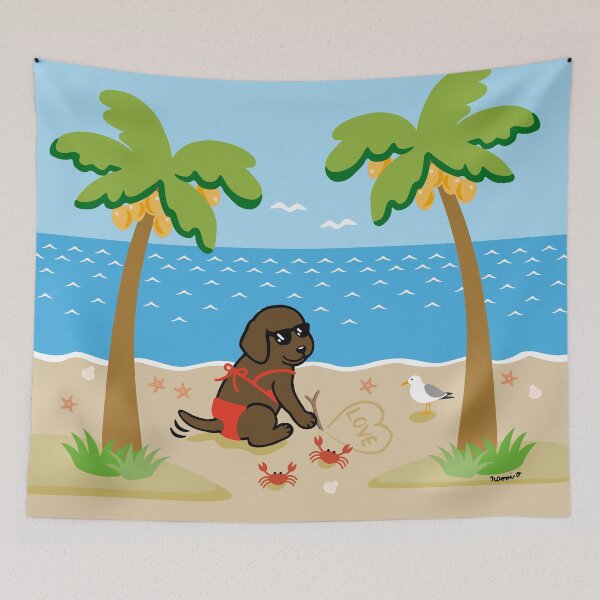 Item preview, Chocolate Labrador Bikini Girl designed and sold by HappyLabradors.