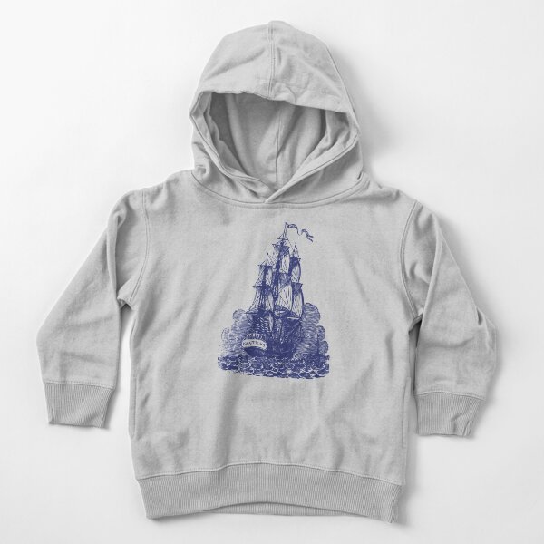 Sailing Ship | Schooner | Navy Blue and White | Vintage Sailing Ship | Nautical | Toddler Pullover Hoodie