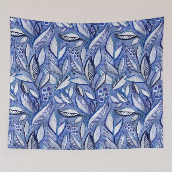 Item preview, Textured Painted Leaves in Royal Blue Purple and Grey designed and sold by micklyn.