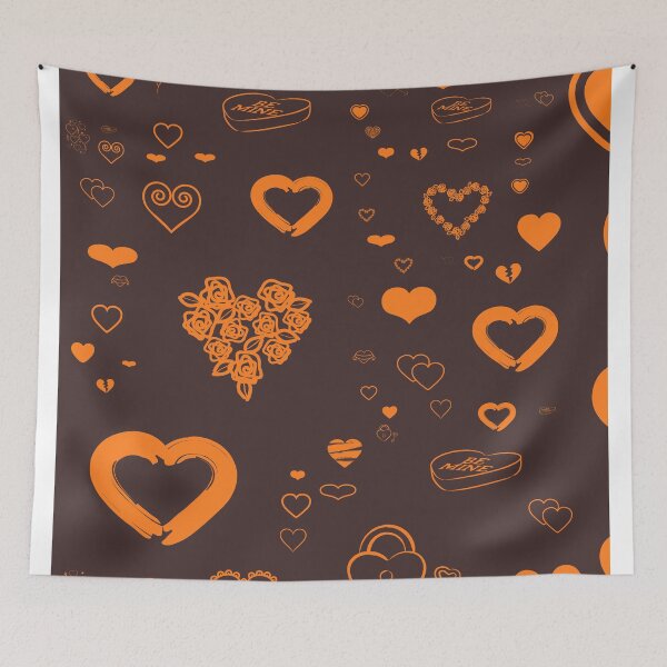 Item preview, Cute Orange Heart Modern Dark Brown designed and sold by enhan.