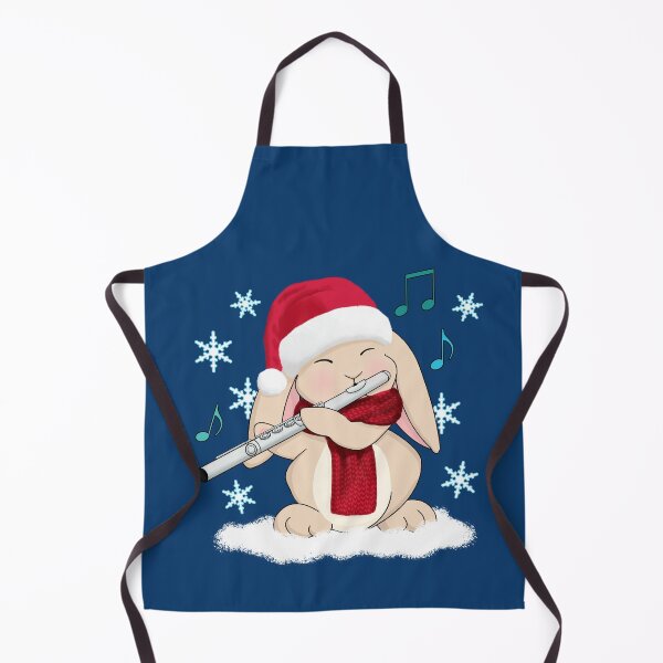 Item preview, Cute Flute Player Bunny in Santa Hat and Scarf In Snow designed and sold by Jazznote.