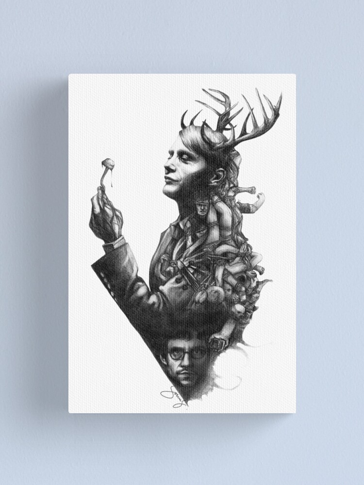 Hannibal Print Poster Watercolour Framed Canvas Wall Art Gift Cartoon Tv