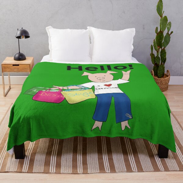 Aperçu de l'œuvre Bonjour! J'aime le shopping et la mode ! Cochon mignon, vert. Achats créée et vendue par PiggingJapan.