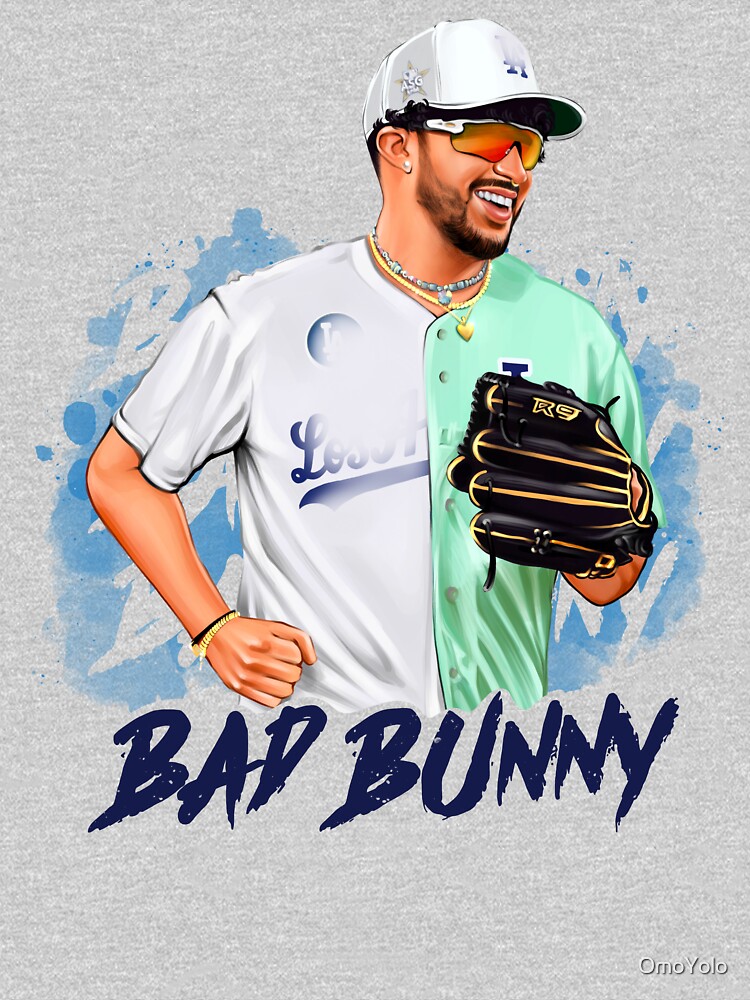 Bad Bunny in Los Angeles Baseball Jersey Sticker for Sale by OmoYolo