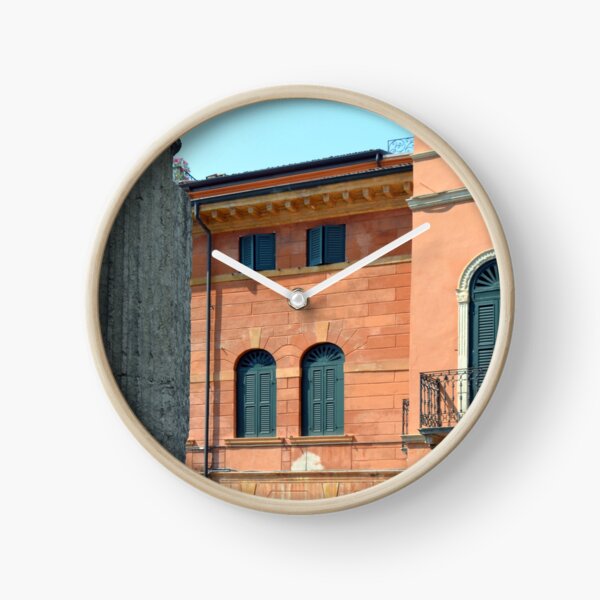 Item preview, Classical and ancient Italian buildings with red facade and green window shutters  designed and sold by oanaunciuleanu.