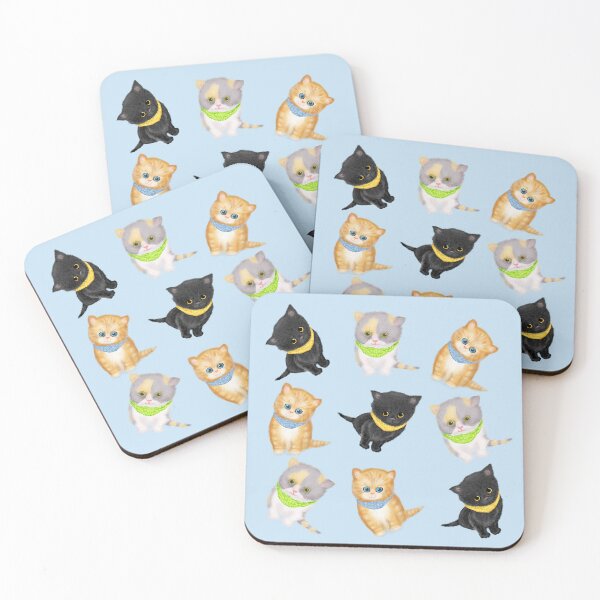 Item preview, Cute Kittens Wearing Bandanas On A Blue Background designed and sold by LeopardyNonsense.