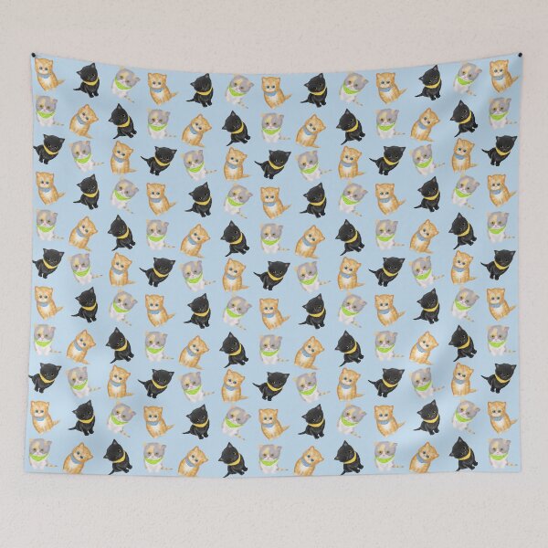 Item preview, Cute Kittens Wearing Bandanas On A Blue Background designed and sold by LeopardyNonsense.