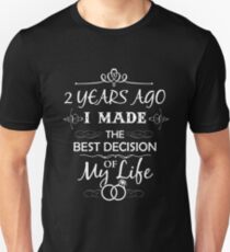 Funny 2nd Wedding Anniversary Shirts For Couples. Funny Wedding Anniversary Gifts Unisex T-Shirt