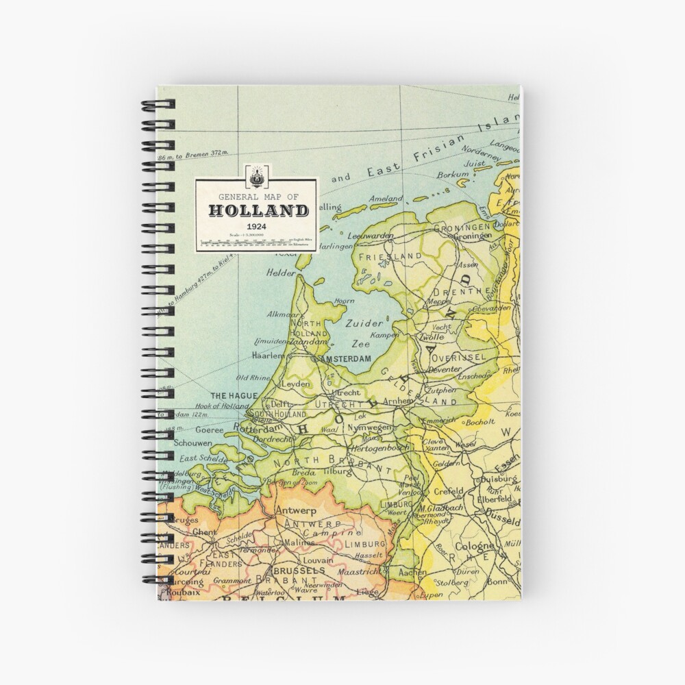 Cuaderno De Tapa Dura Mapa Vintage Holanda Mapa De Holanda Regalo De Cumpleanos Regalo De Boda De Mappendant Redbubble