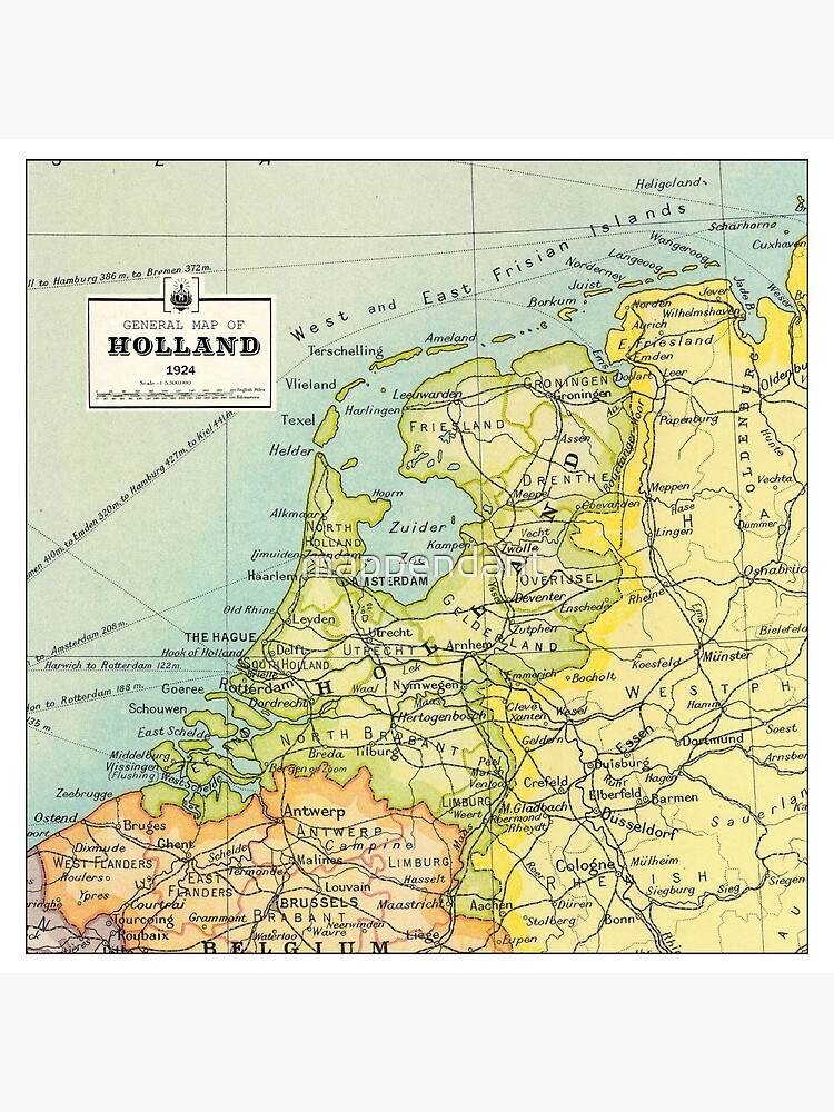 Vintage Holland Map Netherlands Map Birthday Gift Wedding Gift Art Board Print By Mappendant Redbubble