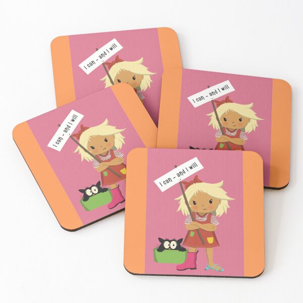 Item preview,  I can and I will, obstinate girl wants to manage herself, holding a sign. Scared cat watching. designed and sold by marina63.