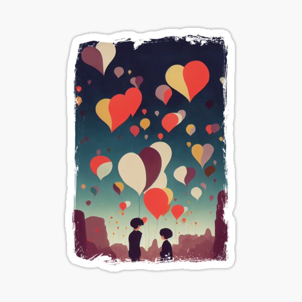 Hello couple - love balloons hearts Sticker