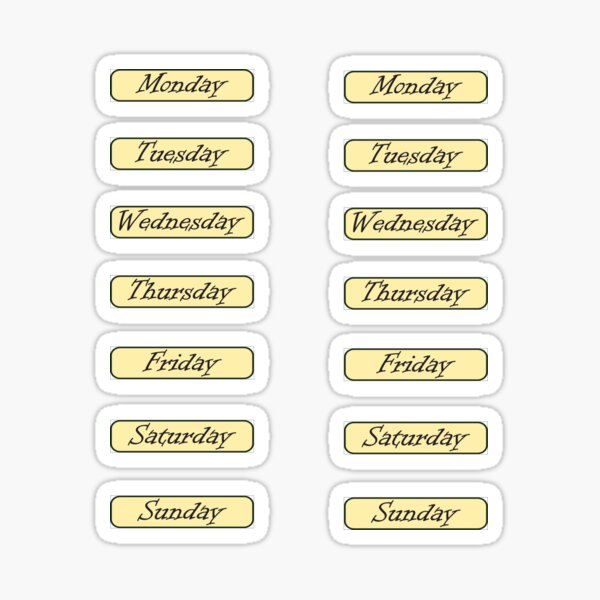 Planner Sticker Pack - Days of the Week - Journals, Calendars, Planners,  Agendas Sticker for Sale by MoniqueNelson