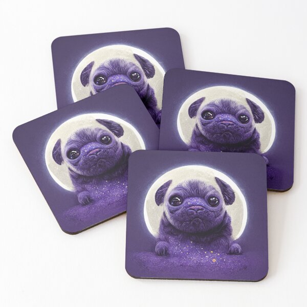 Item preview, moon behind a cute pug in space  designed and sold by THISPUGVIBE.