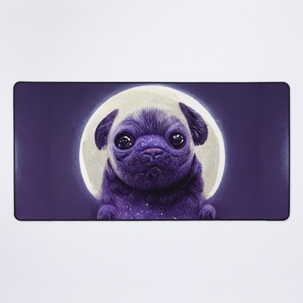 Item preview, moon behind a cute pug in space  designed and sold by THISPUGVIBE.
