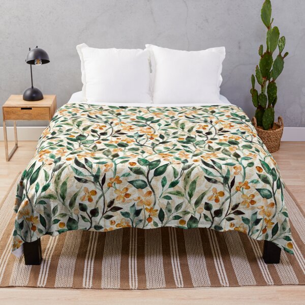 Item preview, Watercolor Leaves and Blossoms in Dappled Light - olive and cream designed and sold by micklyn.