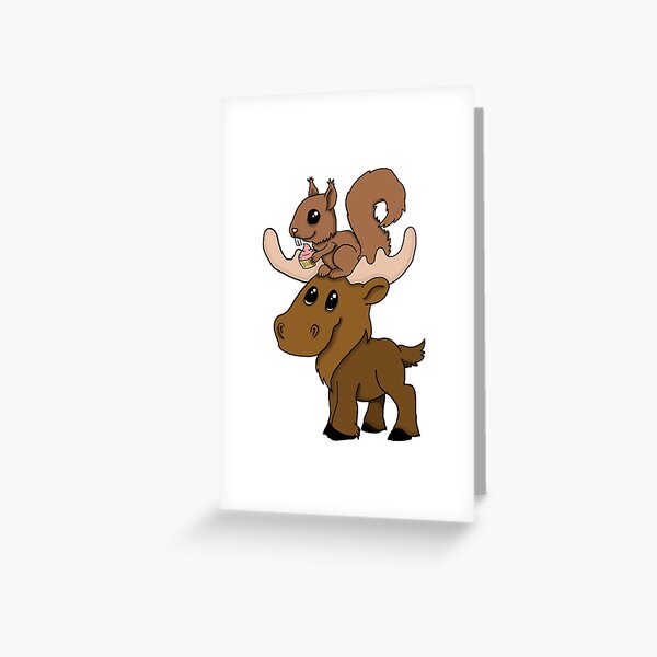Moose, squirrel and cupcake Greeting Card