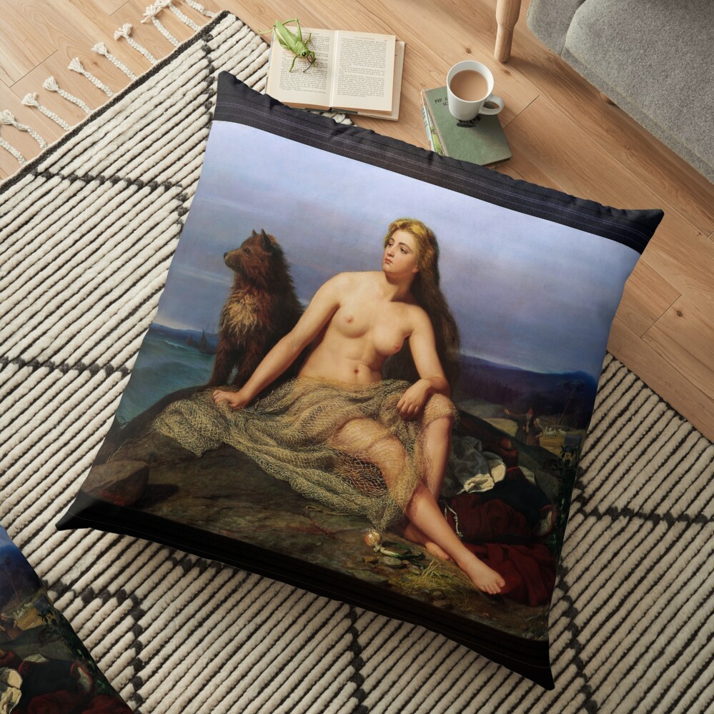 Kraka by Mårten Eskil Winge - A Norse Beauty 2 Kraka by Mårten Eskil Winge Remastered Xzendor7 Classical Art Old Masters Reproductions Floor Pillow