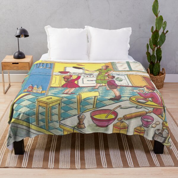 Item preview, beautiful vintage illustration with mother and children in the kitchen designed and sold by Mauswohn.